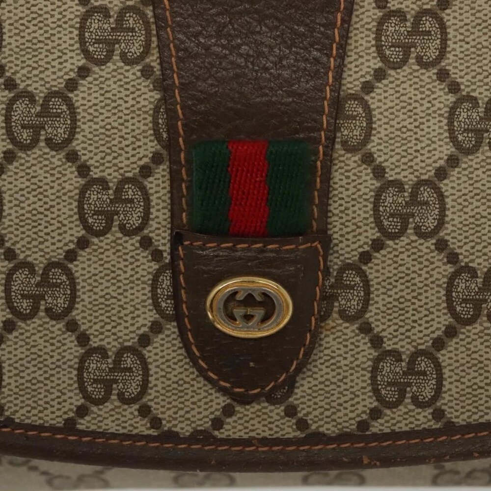 GUCCI GG Supreme Web Sherry Line Bag PVC Beige Gold 156 01 030 Auth BA4458 - Picture 8 of 16